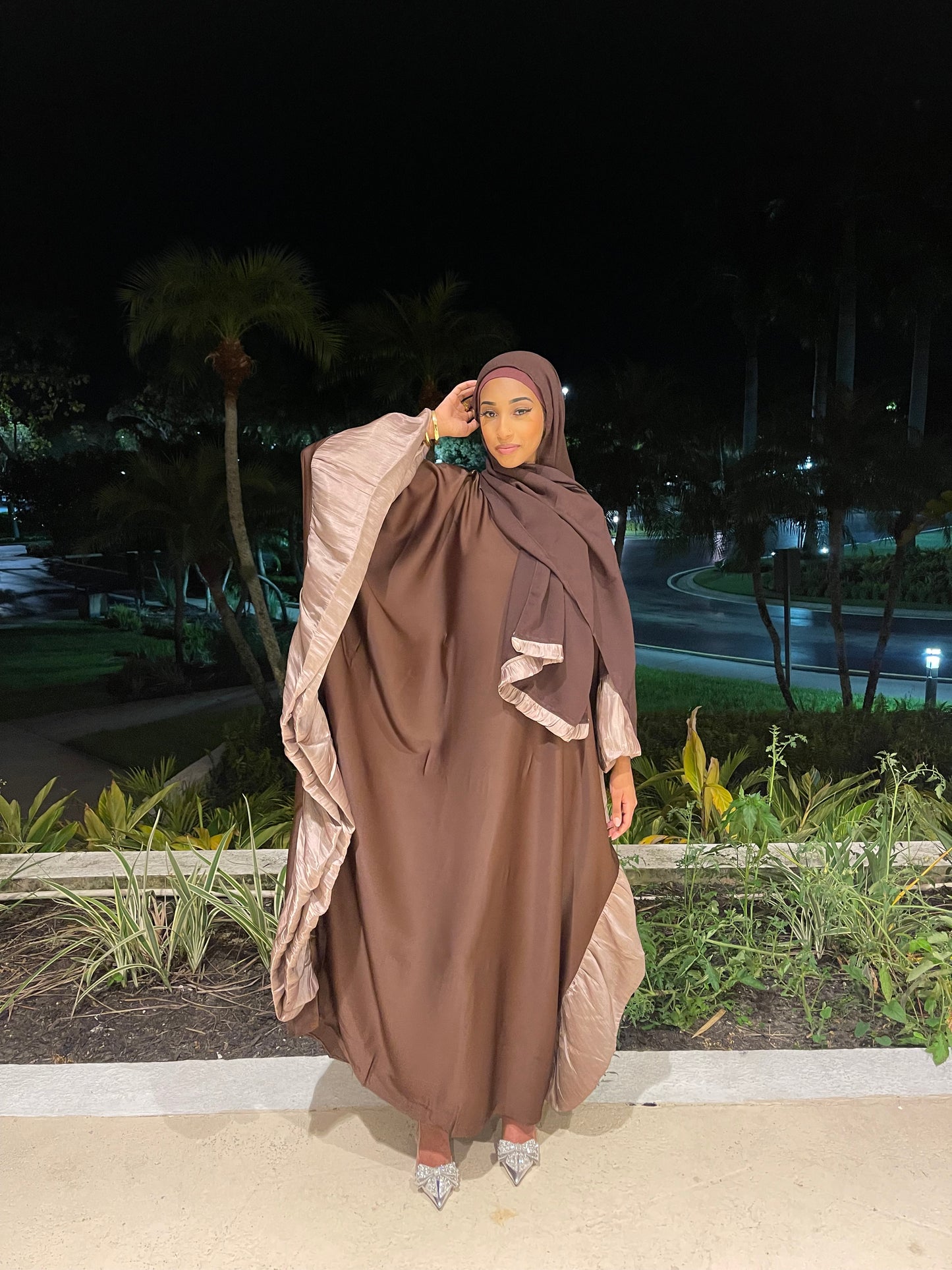 Amani Butterfly Abaya Set Brown