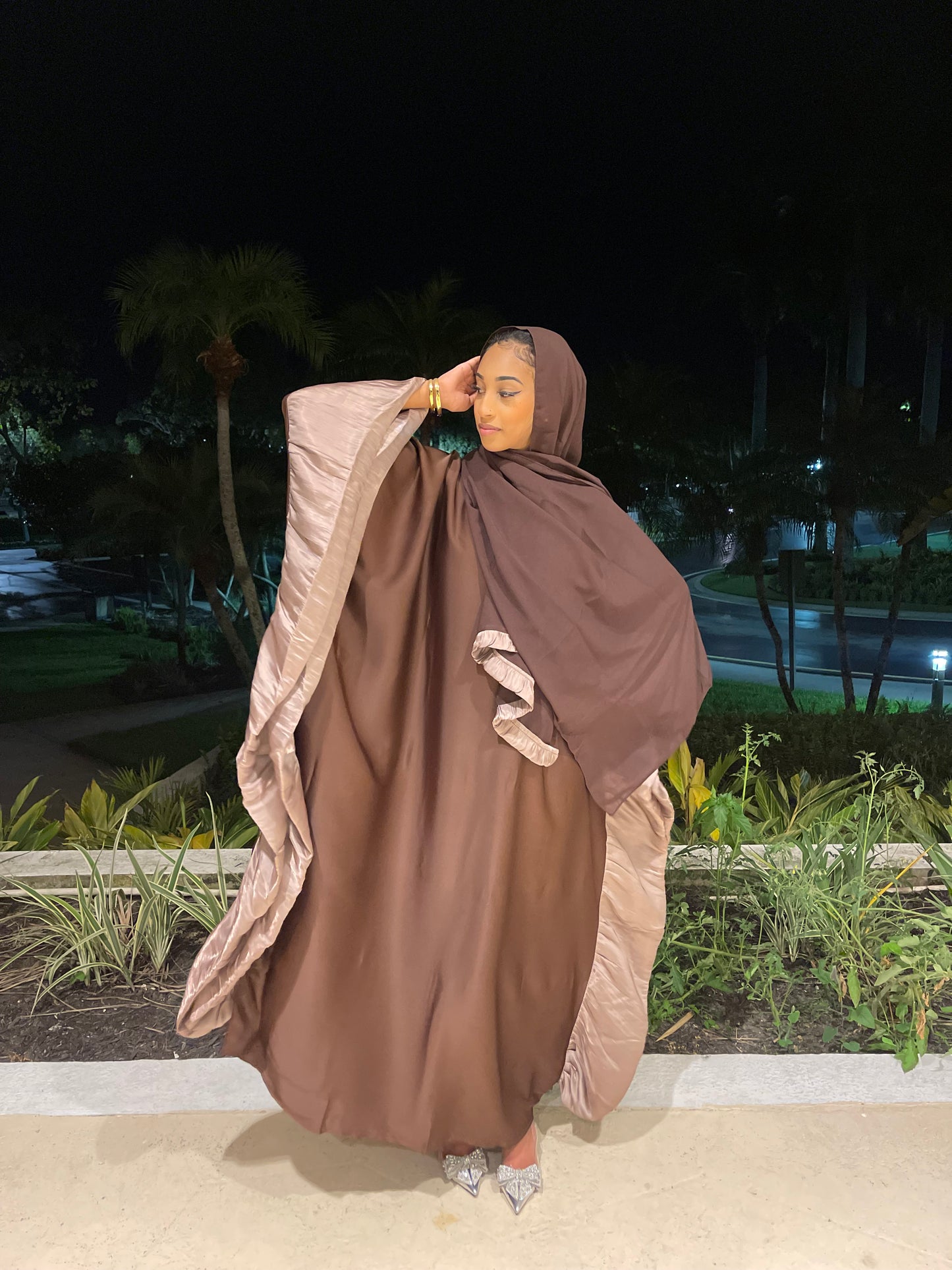 Amani Butterfly Abaya Set Brown